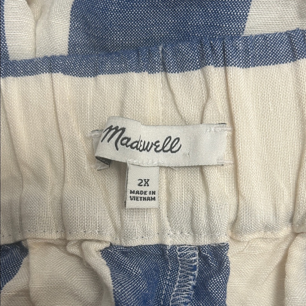 Striped Blue and Cream Wide-Leg Pants - Picture 8 of 14